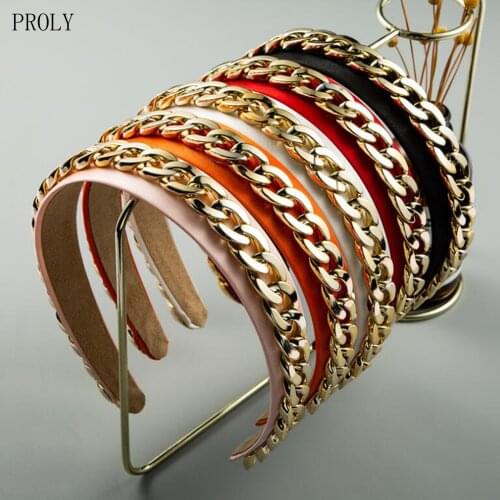 PROLY New Vintage Hairband Women Punk Alloy Chain Headband Handmade Solid Headwear Baroque Hair Accessories Wholesale