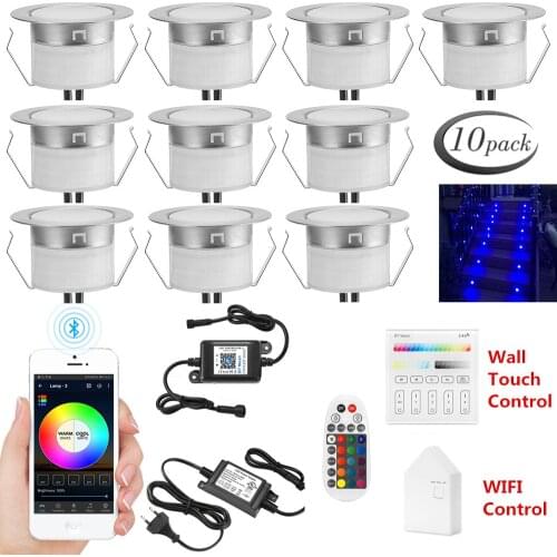 10pcs/lot 5Pin RGBWW 31/45/61mm 12V IP67 Terrace LED Deck Stair Soffit Step Lights Kit Bluetooth Mesh Controller Timer DimmerWIF