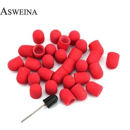 20Pcs Sanding Caps 10*15mm Red Sanding Bands Electric Pedicure File Manicure Machine Accessories Nail Art Tools