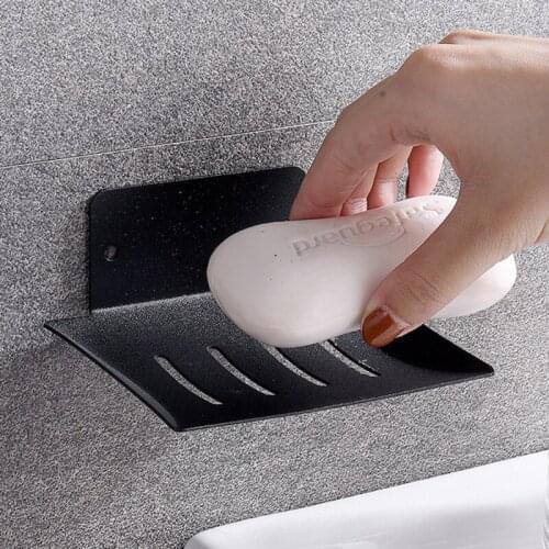 2021 No Drilling Soap Dish Holder Wall Mounted Soap Sponge Holder For Kitchen Soap Holder Bathroom Organizer Metal Soap Holder