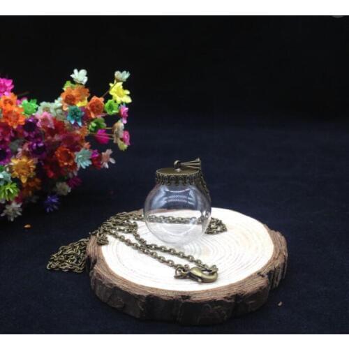 300pcss 25*15mm glass globe bubble 15mm base 8mm cap set Glass vial pendant necklace chain hollow glass cover dome jars charms