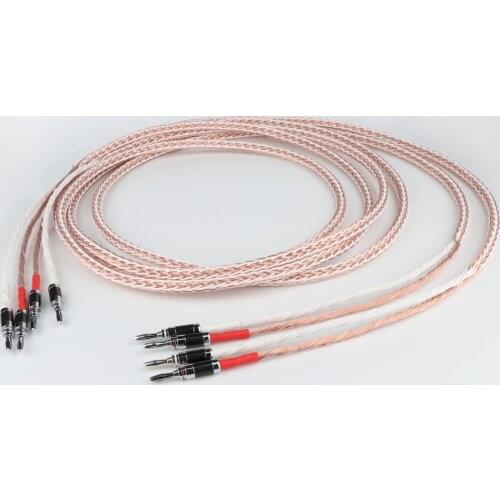 8TC single crystal copper audio speaker cable HiFi amplifier speaker cable Y-Y Banana head-Banana head Banana head-Y