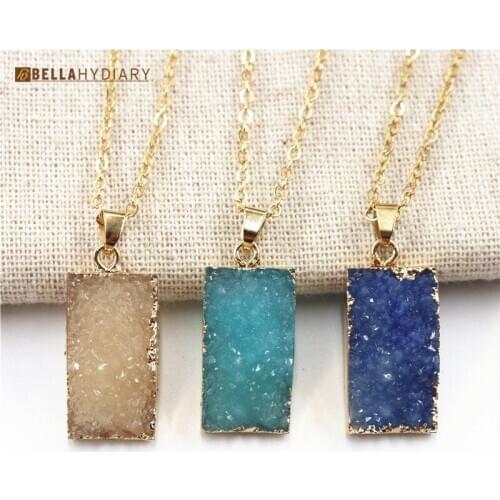 BELLAHYDIARY Gold Color Geometric Resin Necklaces Pendant Link Chain Choker Collar Wedding Necklace For Women Girls Jewelry