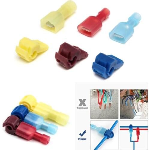 Quick Type T-Tap Electrical Cable Wire Connectors Straight Lock Waterproof Insulated Wire Crimps Terminals 3 Sizes Kit