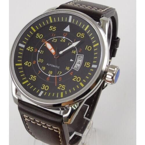 44mm Planca black dial luminous 24 hours Automatic movement mens watch men PL1