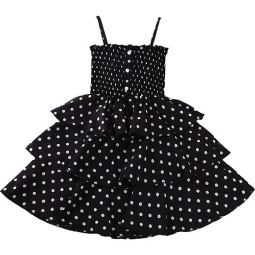 Baby Girl Wave Point Princess Dress summer casual Ruffle Off-shoulder Ruffled Neckline Muti-layer One-piece Strip Tiered Dresses