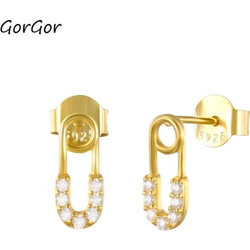 GorGor Clip Earrings Women 925 Sterling Pattern Brooch Mosaic Zirconia Gold Plated Individuality Party Jewelry 60202177200