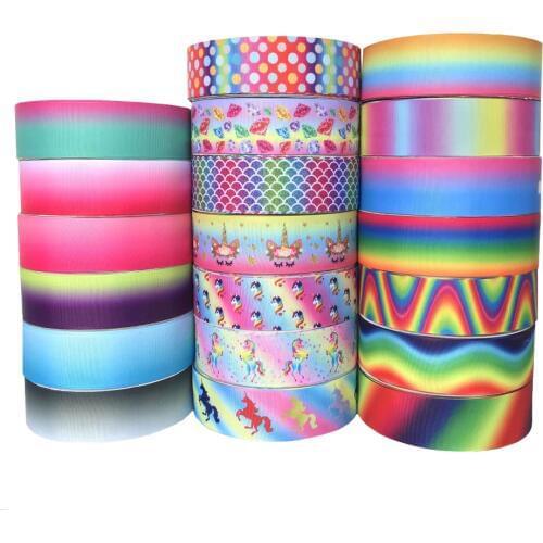 5y 25mm 38mm 50mm Gradient Rainbow Grosgrain Ribbon for Wedding Home Decor DIY Gift Wrapping Unicorn Party Handmade Accessories