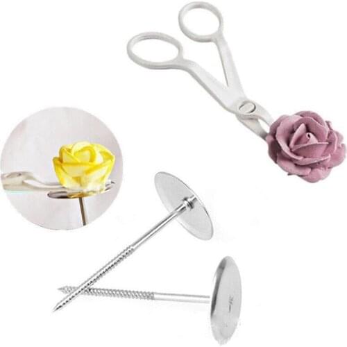 2pc Cake Baking Piping Stands Tools Cake Flower Nails Stainless Steel Piping Nail Rose Decor Lifter Fondant Cake Decorating Tray