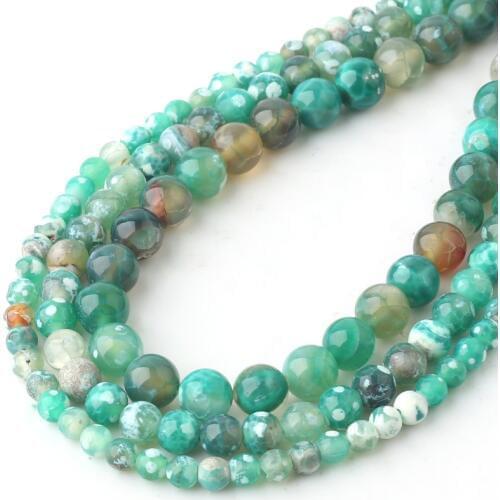 Natural Stone Beads Green Fire Agates Round Beads For Jewelry Making Wholesale Onyx Diy Necklace Bracelet Jewellery 6/8/10mm