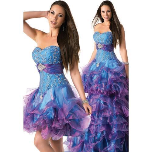 Best Price Purple And Blue Sweetheart With Removable Skirt Ball Gown Quinceanera gown 2018 vestido de noiva bridesmaid dresses