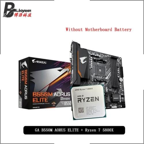 AMD Ryzen 7 5800X R7 5800X CPU + GA B550M AORUS ELITE Motherboard Suit Socket AM4 All new but without cooler