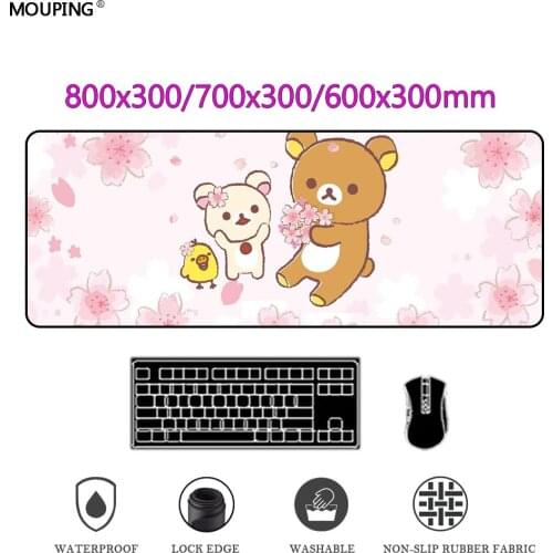 Bear Cute Kawaii Mouse Pad Desk Mat Large Anime Mausepad Sakura Deskmat Pc Gaming Accessories Gamer Keyboard Rubber DropShipping