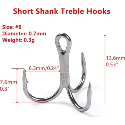 MIZUGIWA Short Shank Treble Hooks #2 #4 #6 #8 #10 #12 Saltwater Soft Plastic Bait Shrimp Hooks Short Shank Fishing Hooks Peach