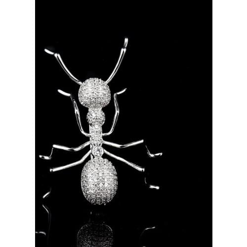 Fashion Zircon Ants Brooch Female High-Grade Suit Corsage Simple Cardigan Pin Autumn And Winter Coat Accessories