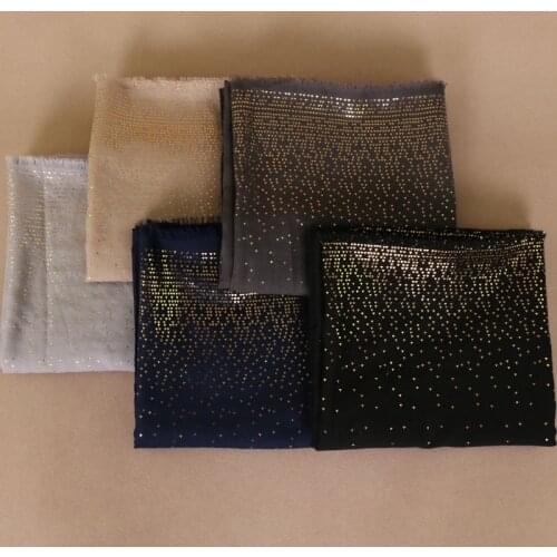 Fashion gold glitter cotton scaf women wrap muslim hijab fringe long shawl shimmer scarves one piece