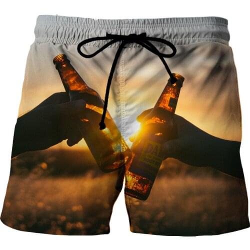 2021 NEW Summer Mans Beach Shorts Swim Sports Pants Beer shorts 3D Print Surfing Shorts Male Gym Surf Board Swimsuit Oversize