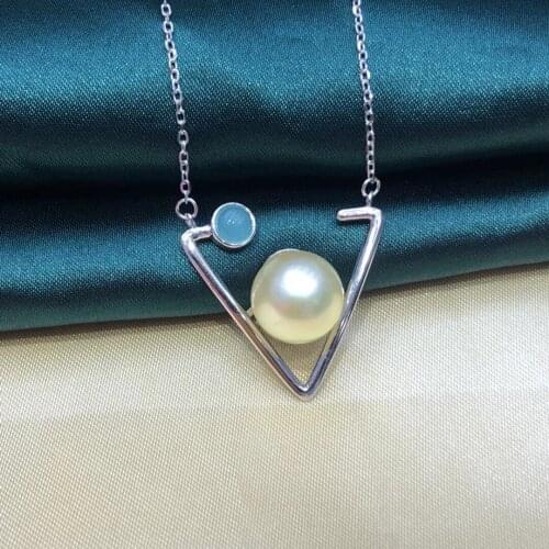 Triangle S925 Sterling Silver Necklace Findings Jewelry Base Settings Mountings Parts for Akoya Edison Pearls, Coral, Jade