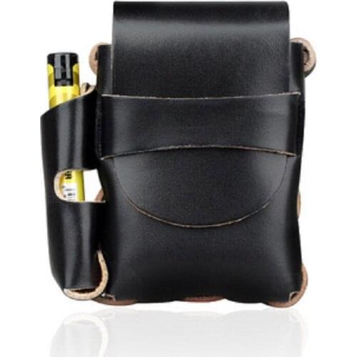 Genuine Leather Lighter Cigarette Box Handmade Top Layer Cow Leather Cigarettes Case Potable Retro Mens Waist Bag Smoking Tools