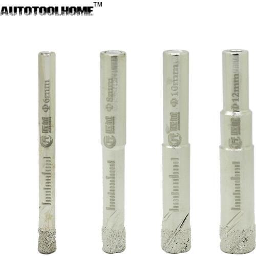 Profession 6 8 10 12 mm Diamond Coated Core Drill Bit Dry Drilling for Quartz Porcelain Stoneware Ceramics Marble Granite Glass