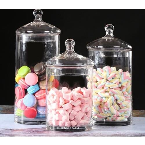 Transparent Glass Candy Jar with Lid Grain Dispenser Large Capacity Storage Bottle Storage Jar Dessert Table Decoration