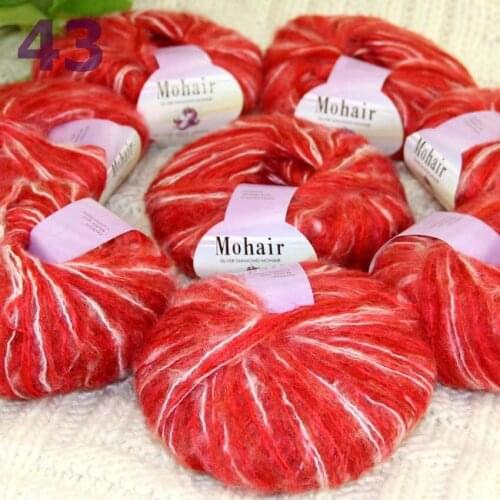Sale New 8BallsX25g Luxury Soft Mohair Warm Wrap Shawl Hand Knit Crochet Yarn Red White Multi 291-43-8