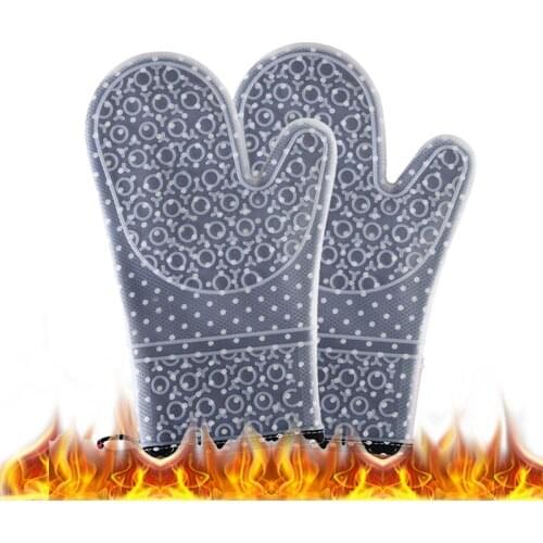 Silicone Kitchen Gloves-Bbq Grill Gloves Heat Resistant Cooking Thicken Gloves for Grilling Microwave Oven Mitts Gloves