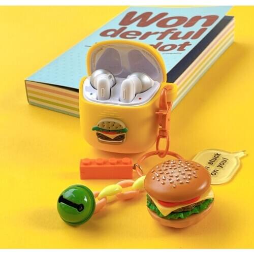 Cute hamburger Silicone Cover for JBL TUNE 220 TWS Case Wireless Bluetooth Earphone Case Headset Box Bag WIth Keyring