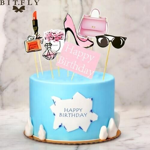 Mixed Cake Topper Cake Flags Birthday Kids Favors Cake Decoration Cupcake Topper for Wedding Dessert Table Decor Party Supplies