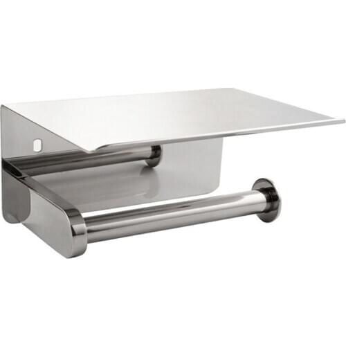 Toilet Paper Holder,304 stainless steel Bathroom Paper Tissue Holder with Mobile Phone Storage Shelf Rack