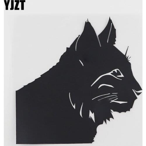 YJZT 13.1CMX13.1CM Lovely Cat head Animals Silhouette Vinyl Car Sticker Black/Silver 8A-0105