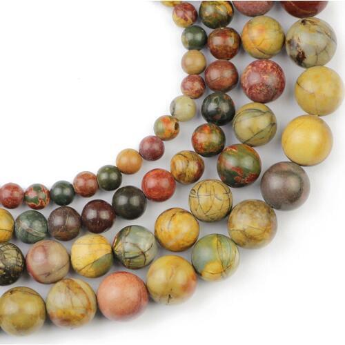 YHBZRET Natural Stone Picasso spacer Round Loose Beads For Jewelry Making 6/8/10/12MM Diy charm Bracelets accessories Finding