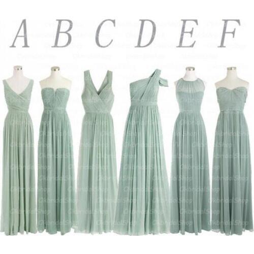 Sage Green Bridesmaid Dresses Mismatched Chiffon A Line Wedding Guest Dresses Vestido Dama De Honra Formal Party Dresses