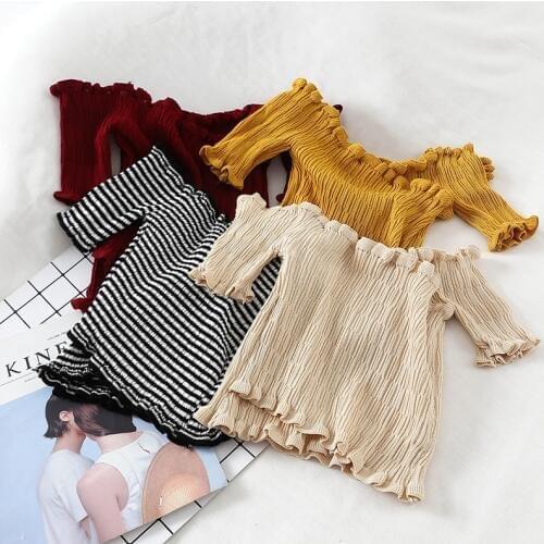 Women Summer Irregular Cross Slash Neck Flare Sleeve Shirt New Casual Elastic Slim High Waist Short Pullover Ruffles Blouse Tops