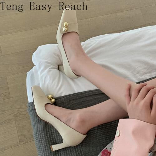2021 Genuine Natural Leather Square Toe Thick High Heels Office Working Women Luxury Designer Shoes Stiletto Pumps Lady