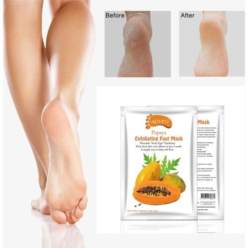 1 Pair Papaya Foot Mask Exfoliating Whitening Moisturizing Tender Remove Dead Skin Foot Peeling Beauty Cover Foot Care TSLM2