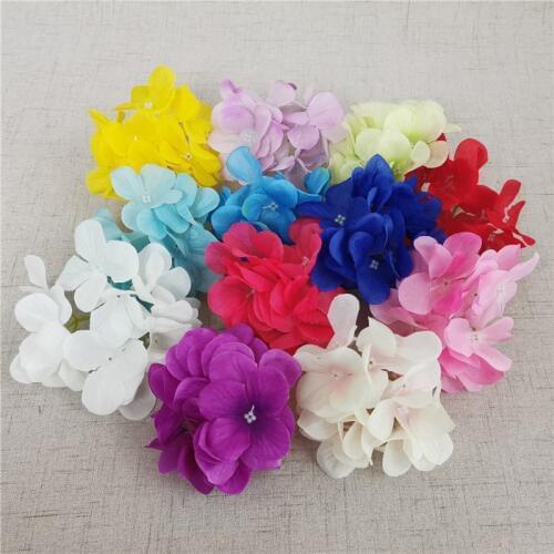 10PCS 12CM 15Colors Artificial Hydrangea Decorative Silk Flower Heads For DIY Wedding Party Background Wall accessory props
