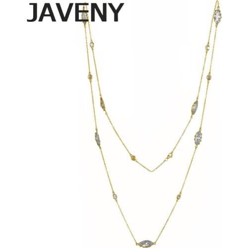 925 Sterling Silver 3A Grade Oval CZ Cubic Zirconia Wedding Long Chain Station Necklaces for Women 10pcs Lot Wholesale