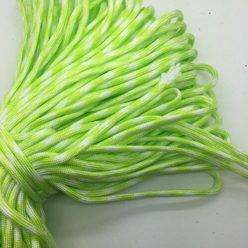 10Yards/Lot Mix color Paracord Bracelets Rope 7 Strand Parachute Cord CAMPING HiKING Green+White