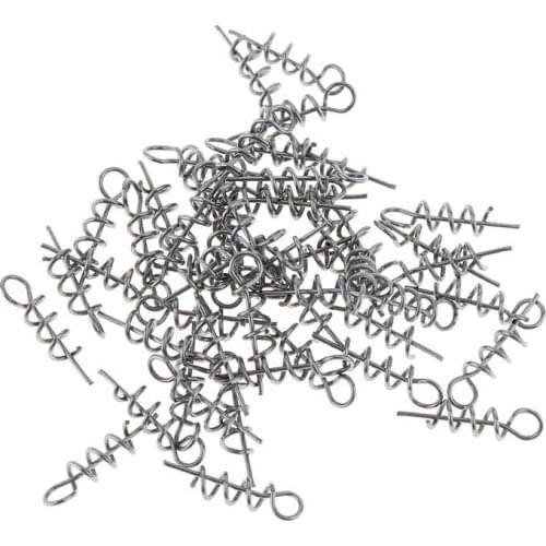 100Pcs Spring Twist Lock Fishing Hook Centering Pin for Soft Lure Bait Worm Crank