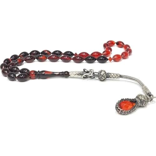1000 Sterling Silver Handmade Rosary with Barley Cut Amber Stone