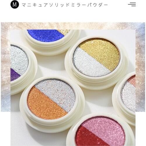 39*39mm 1jar Double-Colors Soild Mirror Nail Glitter Powder UV Acrylic Powder Holographic Laser Mirror Powder Nail Glitter #FT92