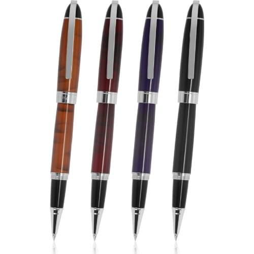 4 X Baoer Metal 517 Brand New Roller Ball Pen With Silver Clip Beautiful Pattern For Writing Gift Pen