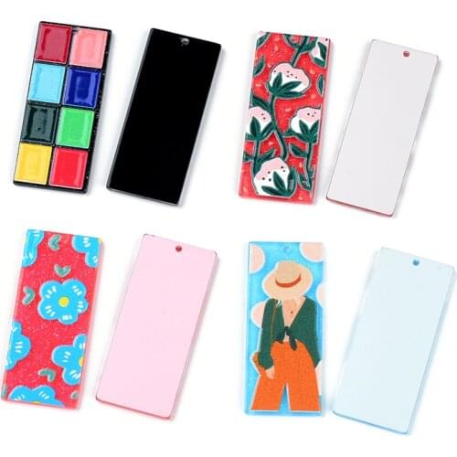 50PCS Acetate Relief Colorful Squares Beautiful Flowers Accessories Hand Made Earrings Connectors DIY Pendant Components Charms