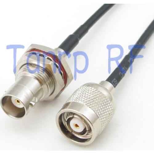 50CM Pigtail coaxial jumper cable RG174 extension 20in RP-TNC male plug to BNC female with nut bulkhead RF connector adapter