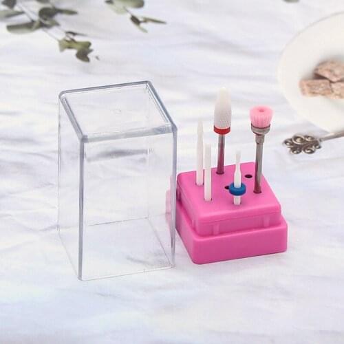 7 Slots Nail Drill Bits Storage Box Display Acrylic Clear Holder Manicure Accessories Nail Tools