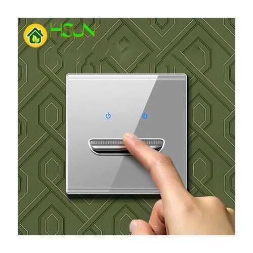 86 type Grey tempered glass reset toggle switch 1 2 3 4 gang 1 2 way retro hotel creative switch TV France Germany UK socket