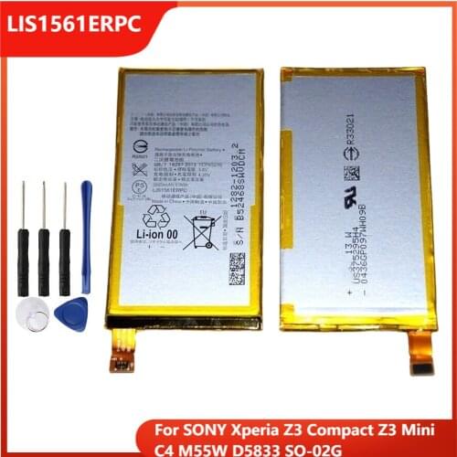 Original Replacement Phone Battery LIS1561ERPC For SONY Xperia Z3 Compact Z3 Mini C4 M55W D5833 SO-02G Z3MINI Batteries 2600mAh