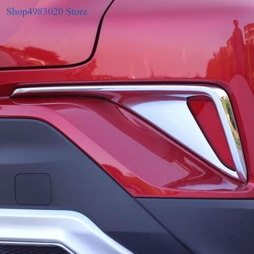 Car style ABS Chrome / Carbon fibre cover trim back tail rear fog light lamp frame stick part 2pcs for Toyota C-HR CHR 2017 2018