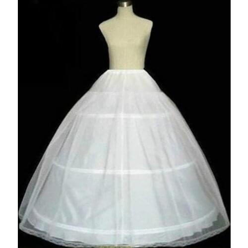 White 3 Hoops Petticoat Crinoline Slip Underskirt For Ball Gown Wedding Dress Bridal Gown 2022